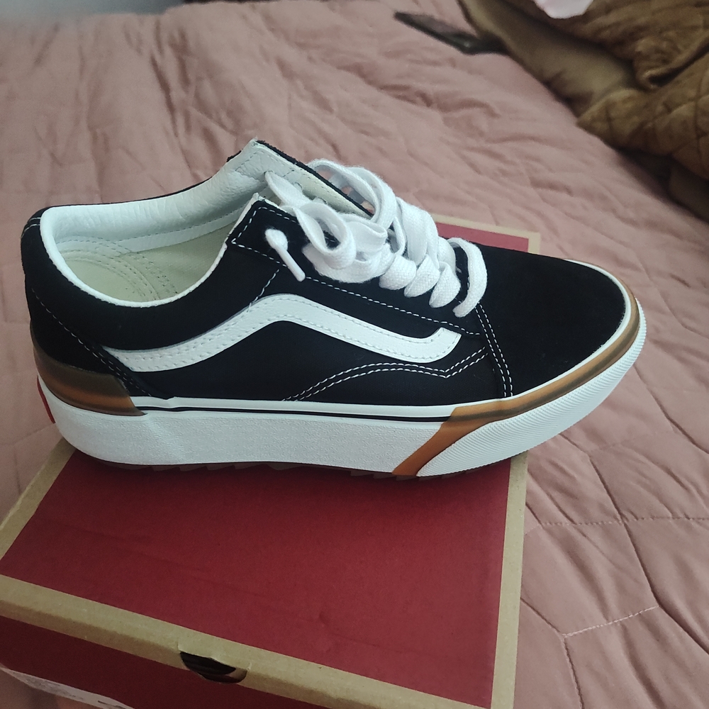 Vans Women's Black and Gold Sneakers